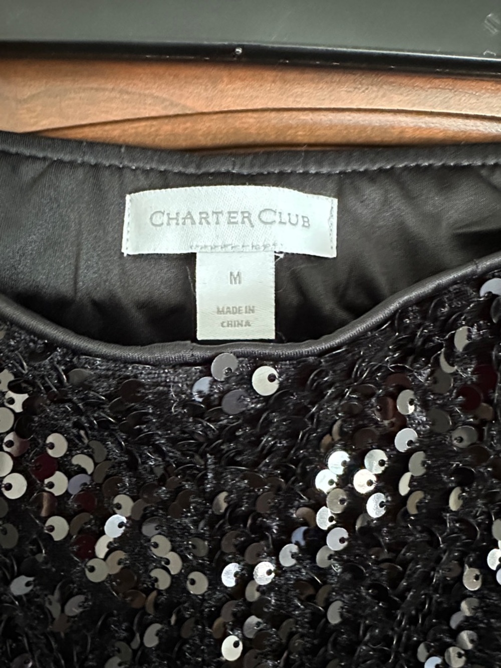 Charter Club Shimmering Black Sequin Pants - Picture 2 of 4
